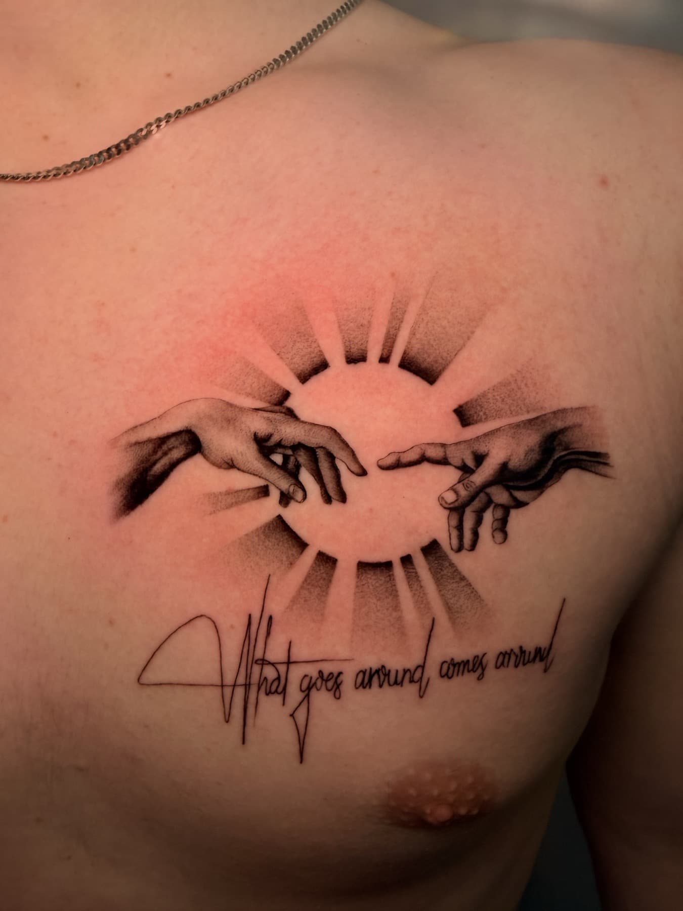 Detailed tattoo composition on skin